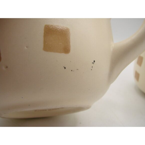 Set 2 California Pantry Classic Large Ceramic Coffee Tea Mug Bowls Tan Checkered - Picture 4 of 10